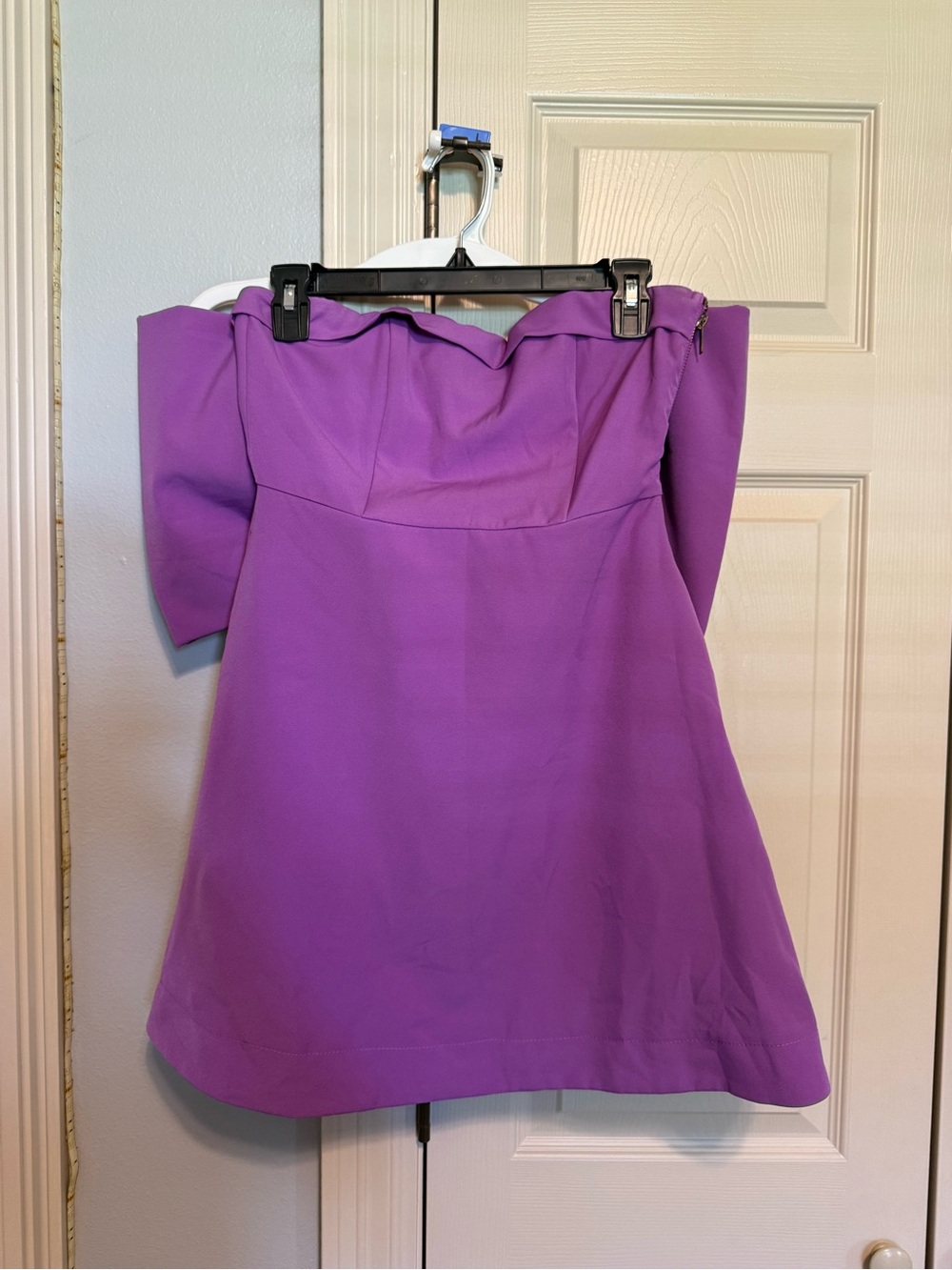 Lilac Strapless Mini Dress with bow on back